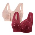 thumbnail image 1 of Plebaso 2 Pack Everyday Bras for Women Front Closure No Underwire Comfort Bras Ladies Full Coverage Bralettes, 1 of 4