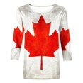 thumbnail image 4 of TopLLC Tenues du 4 Juillet pour Femmes Hauts d'Été pour Femmes, Hauts d'Été pour Femmes Mode Femmes Canada Imprimé Col Rond Manches 3/4 T-shirt Chandail Haut Blouse, 4 of 5
