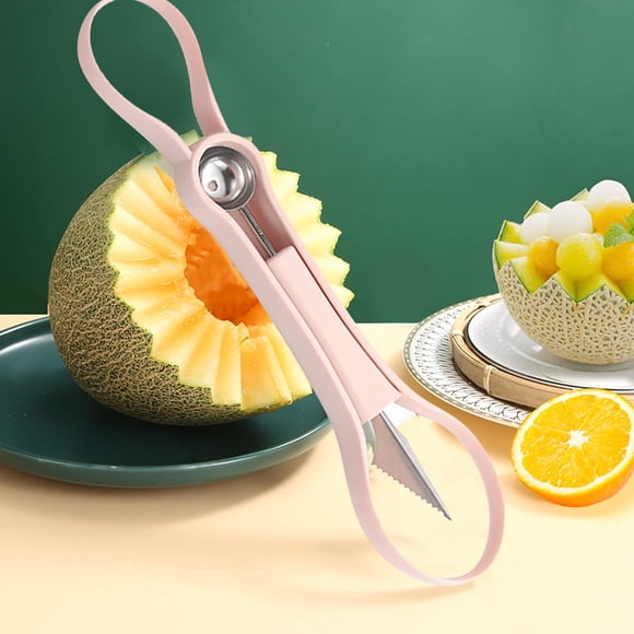 Uscallm Three-in-One Multifunctional Fruit Baller, Carved Flower Baller Tool, Stainless Steel Melon Ball Scoop for Kitchen, Fruit Salad, Cocktail Garnish, Professional Culinary Device