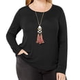 thumbnail image 3 of INC T-Shirt de Base Côtelé pour Femmes, Noir, Grande Taille, 2X, 3 of 4