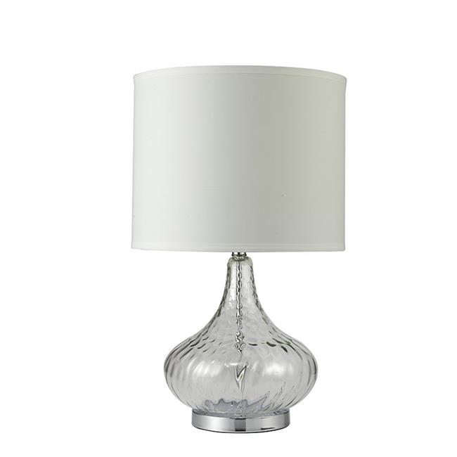 Ore Furniture 31207WH Lampe de Table en Verre Clair Cannelé Leann de 24,5 Po