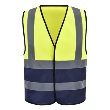 AYKRM Gilet de Visibilité Haute Visibilité 12 Couleurs Gilet de Sécurité Réfléchissant Haute Visibilité pour Hommes (TP-8TG) (Moyen, Jaune&Marine)