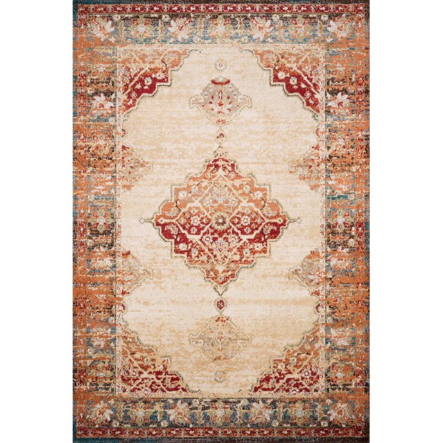 Loloi II Isadora Collection Area Rug ISA-04 ANT. Ivory / Sunset 4'-0" x 6'-0"