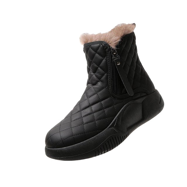 Bottes d'Hiver pour la Neige, Doublées Chaudes, Bottines Courtes, Mode pour Bottes, Chaudes, Randonnée Randonneuse Hiver 35 Noir