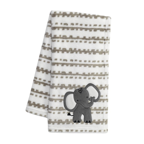 Lambs & Ivy Jungle Safari Couverture pour Bébé en Peluche Minky Blanc/beige Éléphant pour Chambre de Bébé