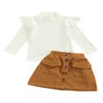 thumbnail image 1 of Baby Girls Skirt Set Turtle Neck Tops High Waist Buttoned Skirt with Pockets, 1 of 7