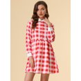 thumbnail image 3 of INSPIRE CHIC Women's Plaid Long Sleeve Button Up Point Collar Shirt Dress, 3 of 6