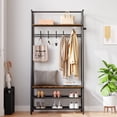 thumbnail image 2 of Hall Tree With Shoe Storage Bench, 4-In-1, Steel Frame With Hooks for Entryway, Freestanding Coat Rack Stand for Living Room, Bedroom, 2 of 9