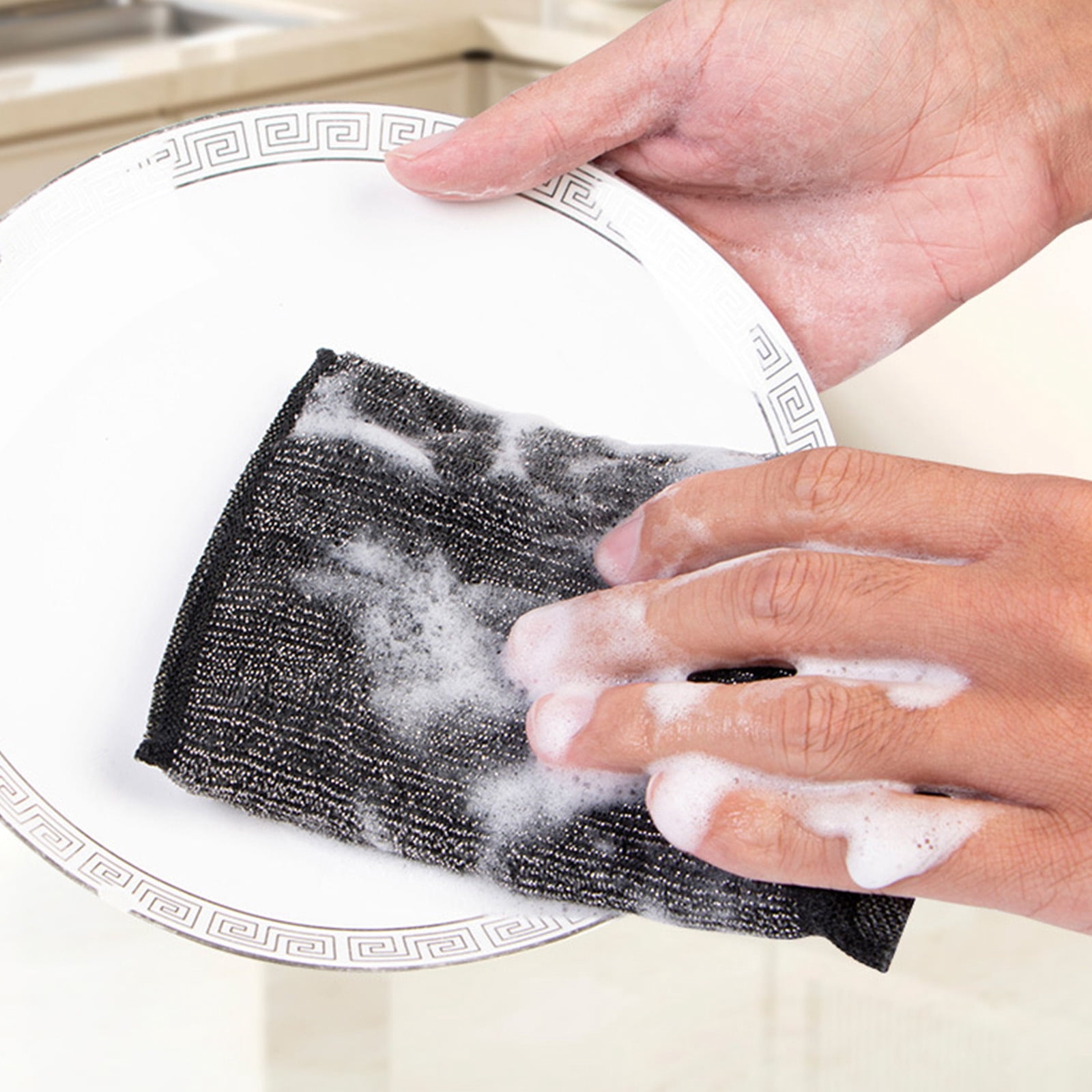 ZZkhGO Reusable Sponge Cloths for Dishes, Scrubber Sponge with Steel Wool, Kitchen Cleaning Sponges for Pans Sinks