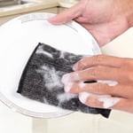 4 Pack - Reusable Kitchen Sponge Cloths - Washable Steel Wool Scrubbers for Pots & Pans, Multi-Purpose Cleaning Wipes, Pack of Four, Black, JKODE