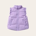 thumbnail image 2 of Dealovy Toddler Baby Clothes Button up Sleeveless Padded Vests Kids Solid Color Stand-Up Collar Ruffles Waistcoat with Pockets, 2 of 6