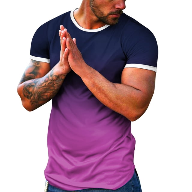 Ketyyh-chn99 Chemises en Lin pour Hommes Chemises de Gym de Golf Col Ras du Cou Confortables en Coton Coupe Décontractée T-Shirts Amples pour Hommes T-Shirt Classique Doux Violet, TG
