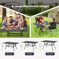 thumbnail image 3 of Patiojoy Table de Camping Pliante Table de Plage Roulante en Aluminium Pliable avec Sac de Transport Hauteur Réglable à 4 Niveaux Foncé, 3 of 7