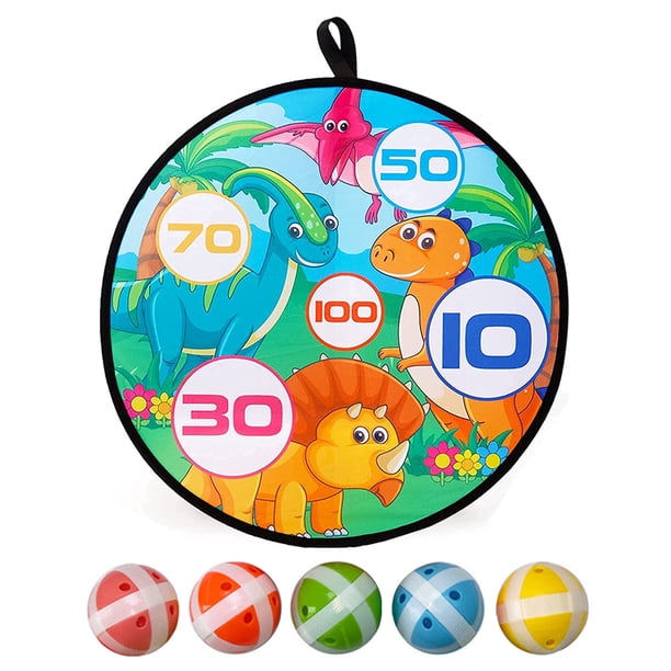 Jeu De Fléchettes Double Face 72 Cm – Cible Velcro Pliable, 18 Balles, 12 Fléchettes, 2 Crochets – Motif Animal Et Damier – Pour Enfants Adultes