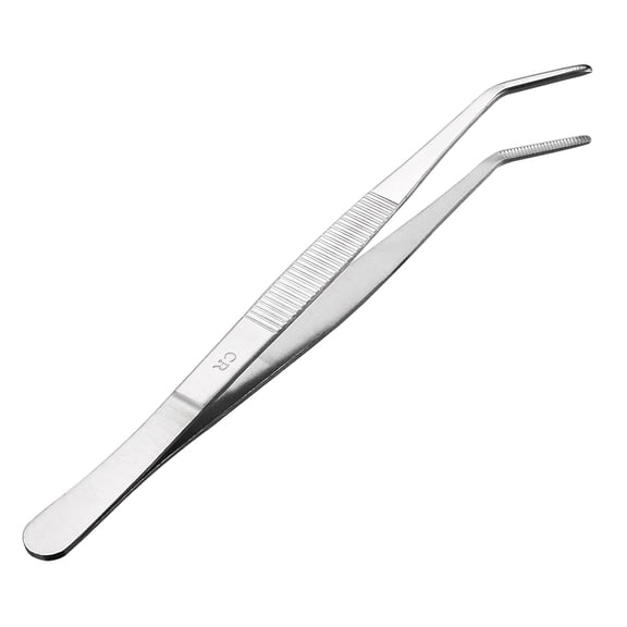 Unique Bargains 8-Inch Stainless Steel Tweezers with Curved Serrated Tip