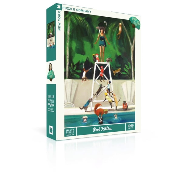 New York Puzzle Company - Janet Hill Pool Kitties - 1000 Piece Jigsaw Puzzle for Adults by Janet Hill