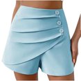 thumbnail image 1 of Timegard Shorts for Women High Waist Ruched Button Comfy Solid Color Casual Shorts Summer Fashion, 1 of 4