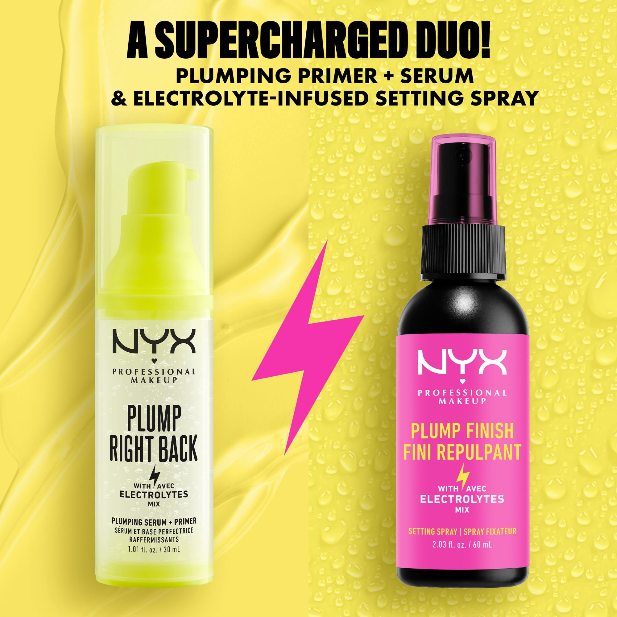 NYX Professional Makeup, Base + sérum Plump Right Back, Formule sérum hydratante et adhérante, Effet lisse immédiat, Fini repulpé, Formule végane - 01 Clear, 30mL