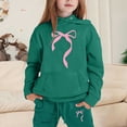 thumbnail image 2 of FhsagQ Outfits for Girls Children's Hoodie Set with Bow Print Girls Spring Outfits Size 8-9 Spring Dark Green 3-4Years, 2 of 4