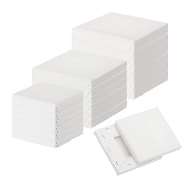 Uxcell Canvas for Painting, 18 Pack 3x3" 4x4" 5x5" Blank Cotton Canvas for Various Paints