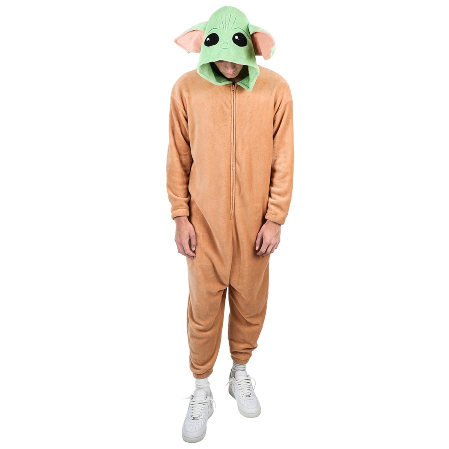 Bioworld Mandalorian Grogu Men’s Cosplay Onesie Pajamas-Medium Brown