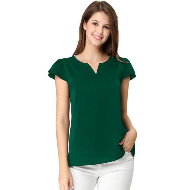 INSPIRE CHIC Blouse Haut pour Femme à Col en V, de Travail Décontracté, à Manches Courtes