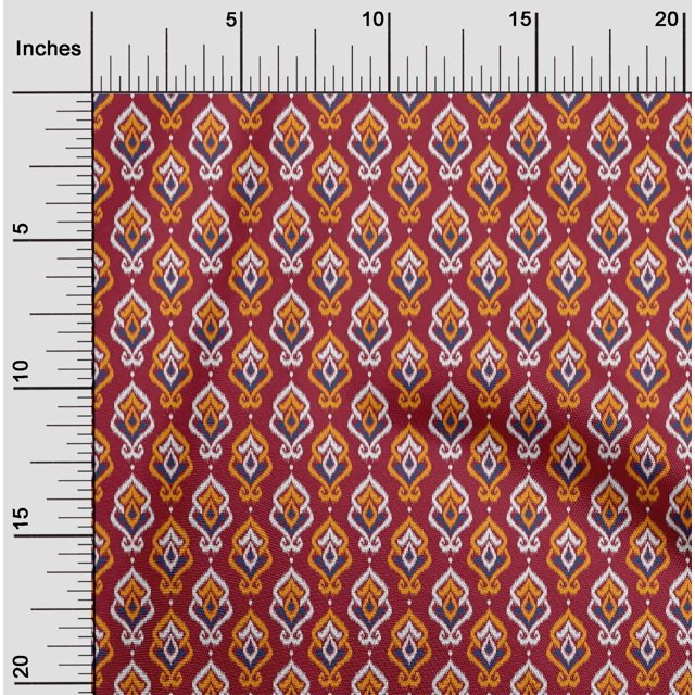 oneOone Cotton Cambric Fabric Damask Ikat Print Fabric BTY 56 Inch Wide