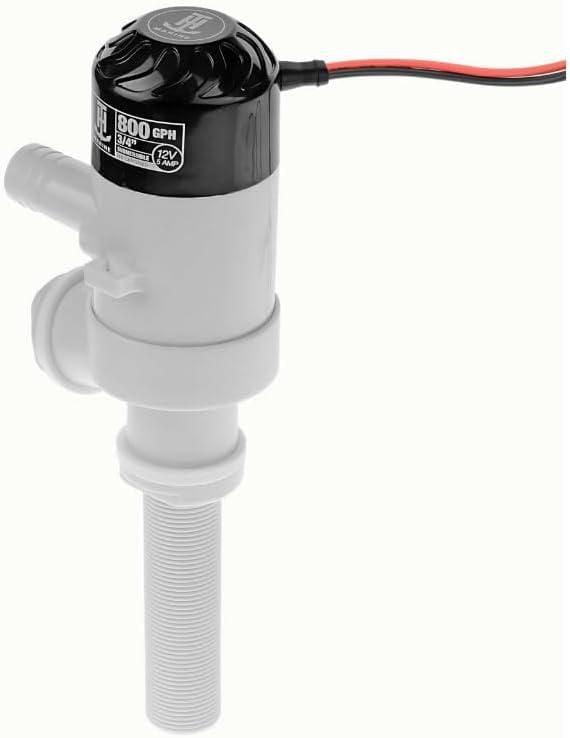 Blue Dog Marine Pompe de vivier à travers la coque 800 GPH pour bateau, cartouche submersible pour aérateur de réservoir d'appât 12 V 5 A