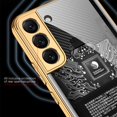 thumbnail image 4 of Full Cover Phone Case Tempered Glass Hard Printed Smartphone Bumper Case Cell Phone Covers Electroplated for S22/22Plus/Ultra Camera Protection Protective  Galaxy S22 ULTRA Golden Thread, 4 of 8
