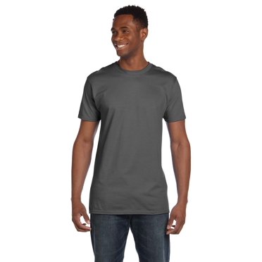 Hanes T-Shirt Col Rond en Coton Filé à l'Anneau pour Hommes Nano-T Gris Fumée Petit