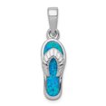 thumbnail image 1 of 925 Sterling Silver Created Blue Inlay Opal Sandal Shaped Pendant, 1 of 2