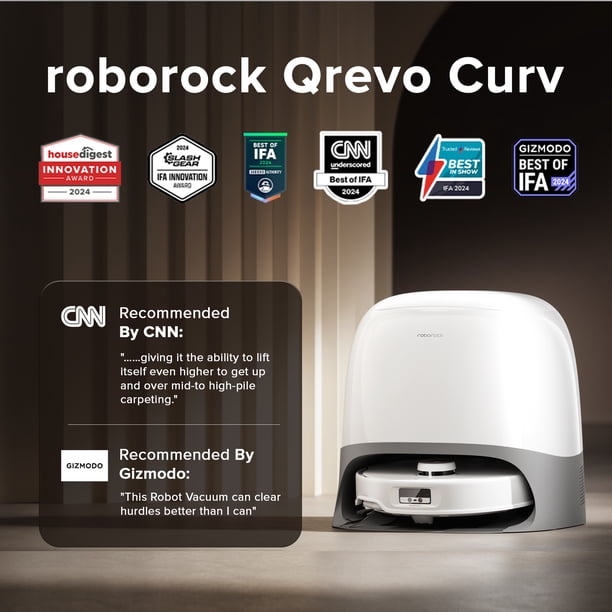 Roborock Qrevo Curv Robot Vacuum Cleaner and Mop | 18,500Pa
