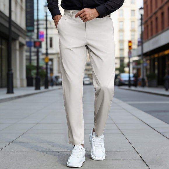 Pantalon Décontracté Uni Classique pour Tous les Jours avec Poches Latérales Fonctionnelles, Coupe Décontractée Style chino pour Hommes