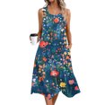 thumbnail image 2 of yoeyez Robes pour Femmes 2025 Fête Sans Manches Décontractée Robe Débardeur à Fleurs Ourlet Irrégulier Col Ras du Cou Robes Maxi Grande Taille Bleu,G, 2 of 3