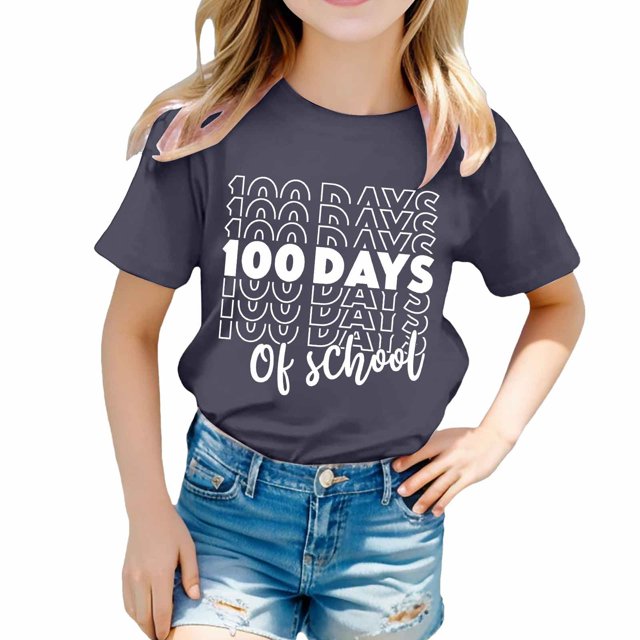 TZEWGL Chemise Décontractée pour Enfant Mignonne Imprimée Graphique Col Rond Manches Courtes Vêtements pour Filles Garçons Taille 10-11T