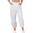 thumbnail image 2 of Pantalons Haren en Coton Lin Ample Taille Haute Bas Fermé Décontracté Blanc, 2 of 8