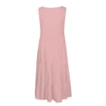 thumbnail image 4 of CHUANK Robes en Lin pour Femmes Été Grande Taille Manches Courtes Col en V Longueur Genou Robe Ample Décontractée Confortable Robe de Plage Soldes de Liquidation 2024, 4 of 6