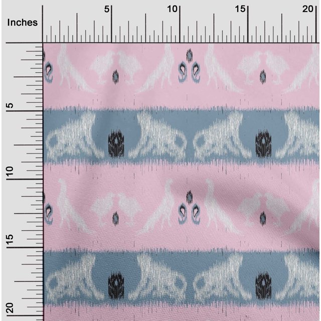 oneOone Polyester Lycra Fabric Stripe|Bird & Monkey Ikat Print Fabric By The Yard 56 Inch Wide
