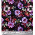 thumbnail image 1 of Soimoi Orange Rayon Fabric Leaves,Insect & Anemone Flower Decor Fabric Printed BTY 56 Inch Wide, 1 of 3