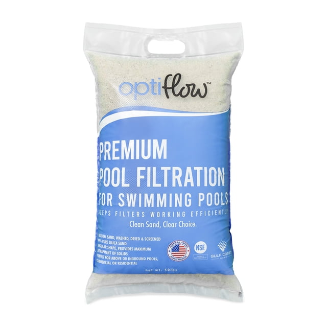 OptiFlow Sable Filtrant pour Piscine de 50 Livres, Filtration de Qualité Supérieure avec Formule en Silice Pure