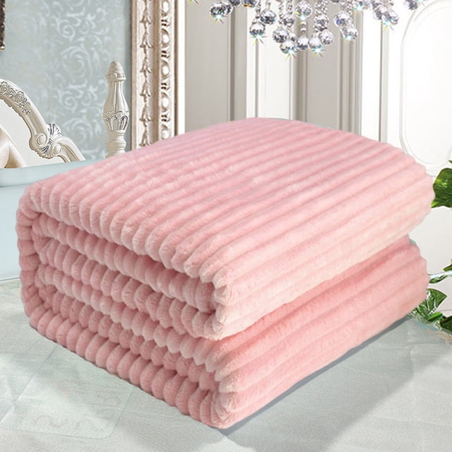 ZZkhGO Small Double Layer Raschel Blanket, Cozy Fleece Throw Blanket, Soft Warm Blanket for Sofa Travel