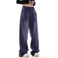thumbnail image 2 of Bmisegm Jeans à Jambe Droite Ample Taille Haute pour Femmes, Violet, TG, 2 of 6