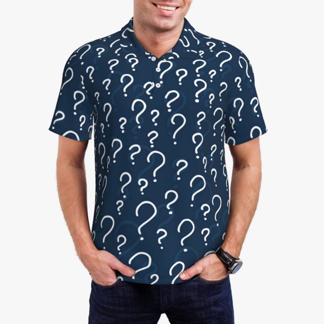 Lsque Question Marks Pattern Golf Shirts for Men Dry Fit Print Moisture Wicking Performance Short Sleeve Polo Shirt-XX-Large