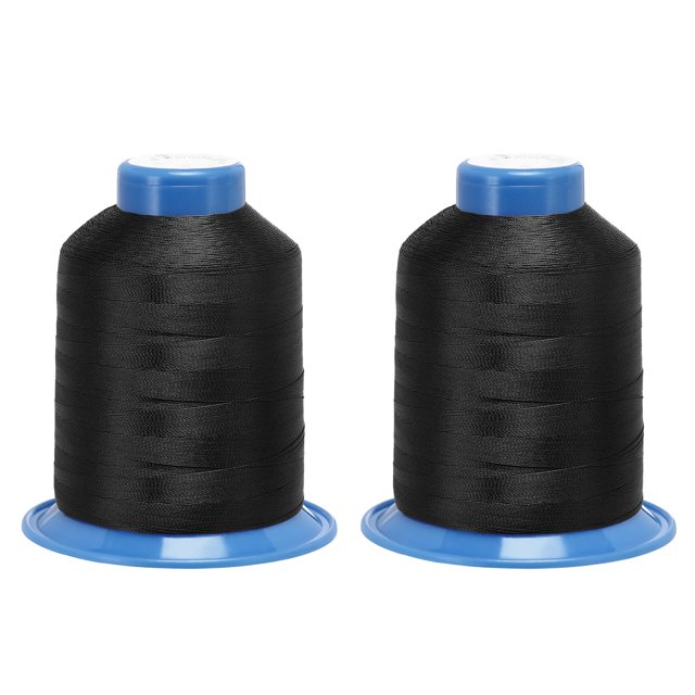 Unique Bargains Fils de Polyester Collés Extra Résistants 1312 Yards 210D/0.32mm (Noir Foncé, Lot de 2)
