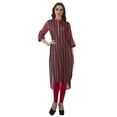 thumbnail image 3 of Moomaya Kurta d'Été en Coton Longueur Genou Imprimé Manches Retroussables Kurtis pour Femmes, 3 of 6
