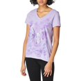 thumbnail image 3 of Hanes T-Shirt à Manches Courtes Col en V pour Femmes, P, Grande Impression Papillon/violet Salé, 3 of 4