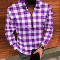 thumbnail image 3 of Timdgard Button down Shirts for Men Fall Plaid Lapel V Neck Long Sleeve Shirts Work Casual Tops, 3 of 8