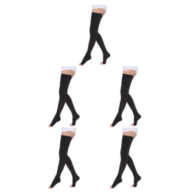 maskred Soft And Comfortable Tights High Stocking Stretchy Warm Fashionable Easy To Wear Nylon Compression Stockings Open Toe-black XL 5Set