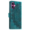 thumbnail image 4 of Flip Case for iPhone 16 Plus , Totem Embossed Flowers Premium PU Leather Wallet Folio Cover with Card Holder Kickstand Compatible with iPhone 16 Plus - Green, 4 of 13