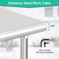 thumbnail image 3 of EDTara Stainless Steel Work Table with Wheels, Heavy Duty Kitchen Prep Workbench, NSF Commercial Table with Adjustable Undershelf for Hotel & Garage, 3 of 6